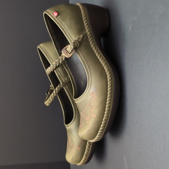 Ecco Green Leather Mary Jane Sussex Clog Woman's Shoes,Size 36. - Picture 4 of 15